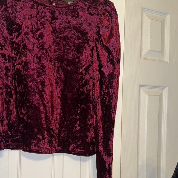 Primark Velvet Long Sleeve Top - Deep Red - Picture 4 of 10